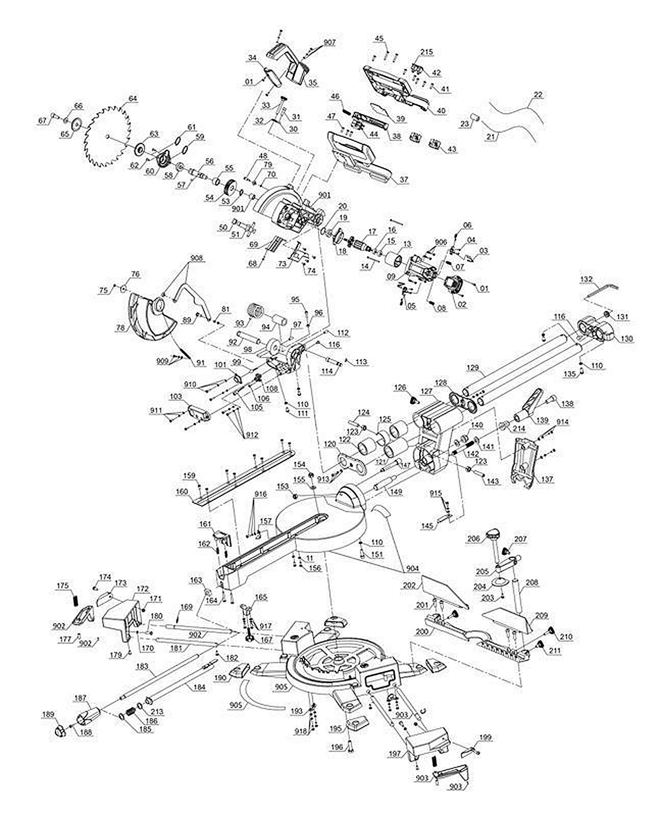 Запасные части и деталировка для торцовочной пилы PXC TE-SM 36/210 Li - Solo 4300880 (Ident number 11018)