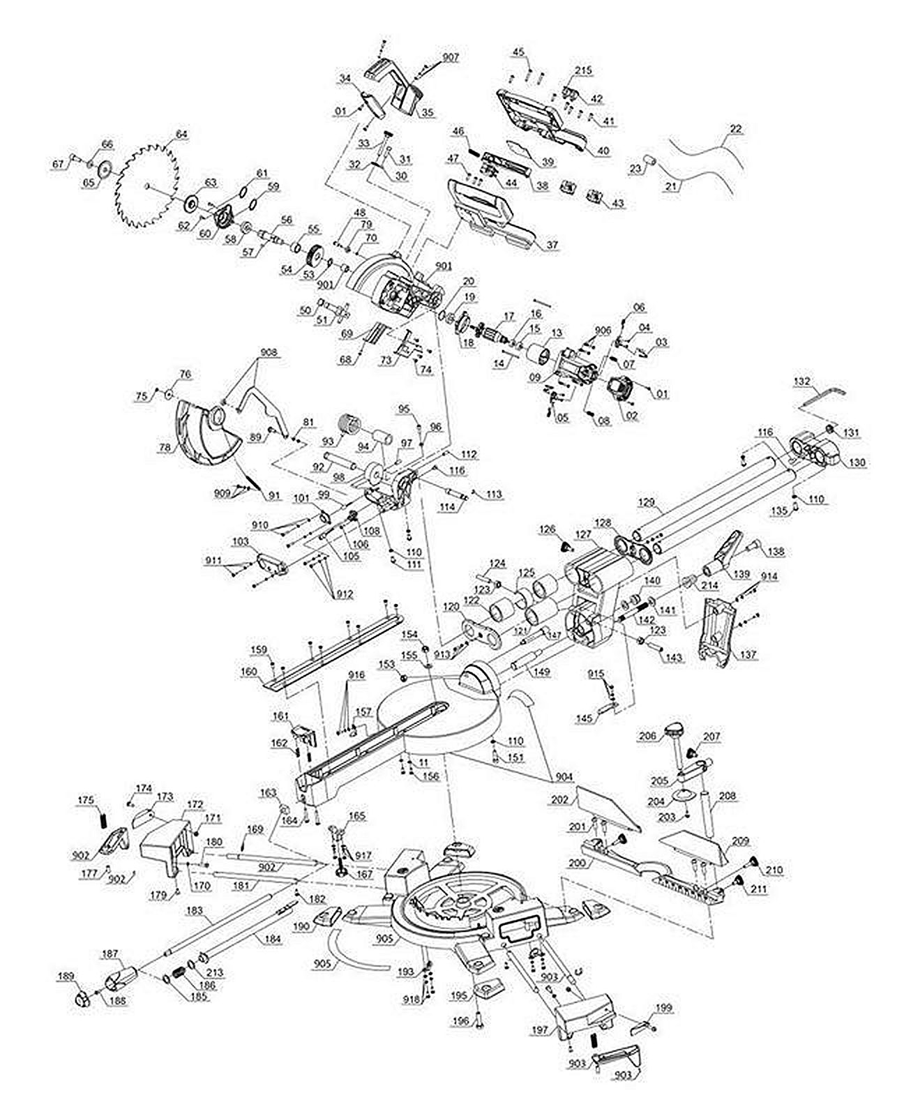 Запасные части и деталировка для торцовочной пилы PXC TE-SM 36/210 Li - Solo 4300880 (Ident number 21032)