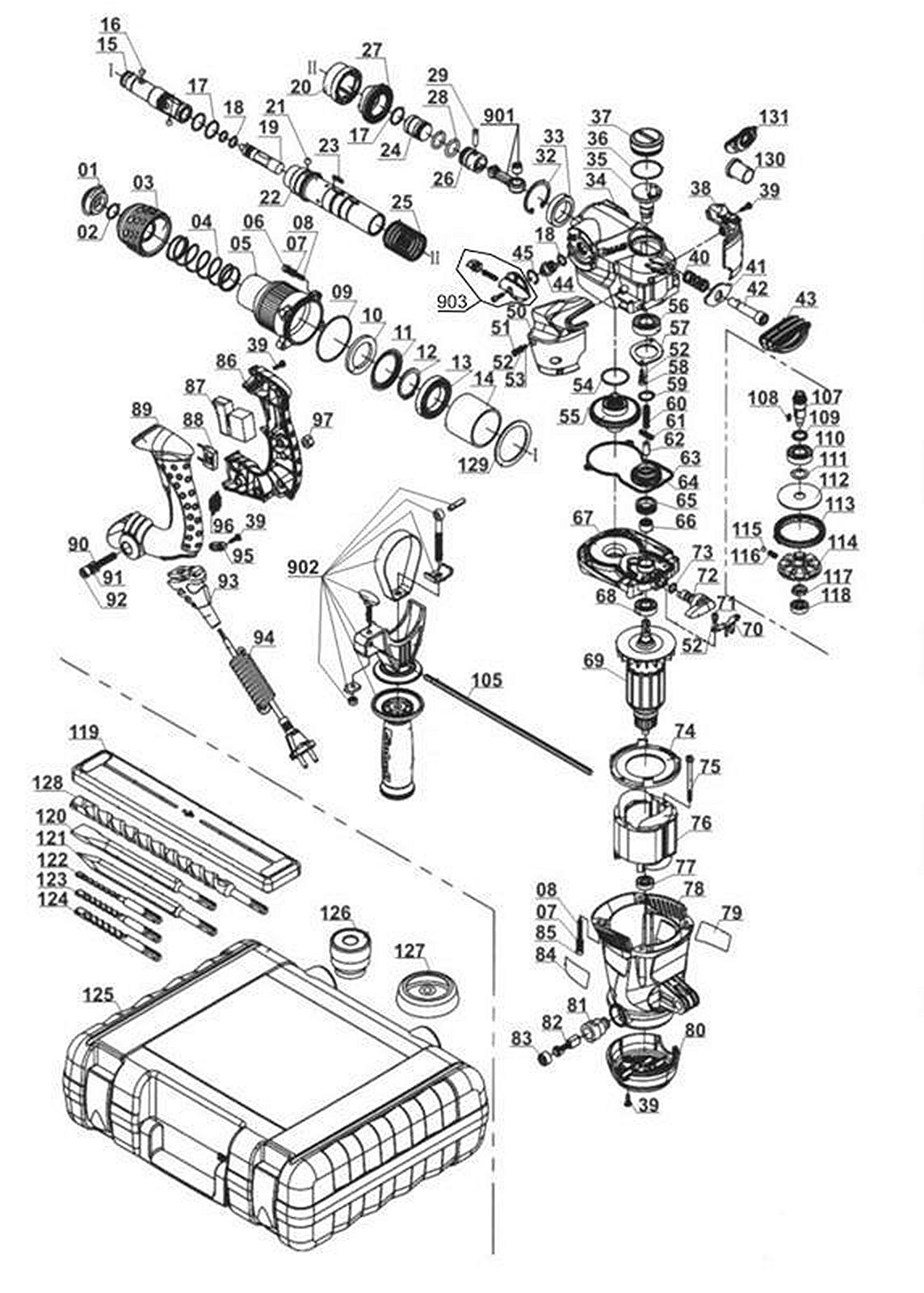 Запасные части и деталировка для перфоратора RT-RH 32 4258440 (Ident number 01017)