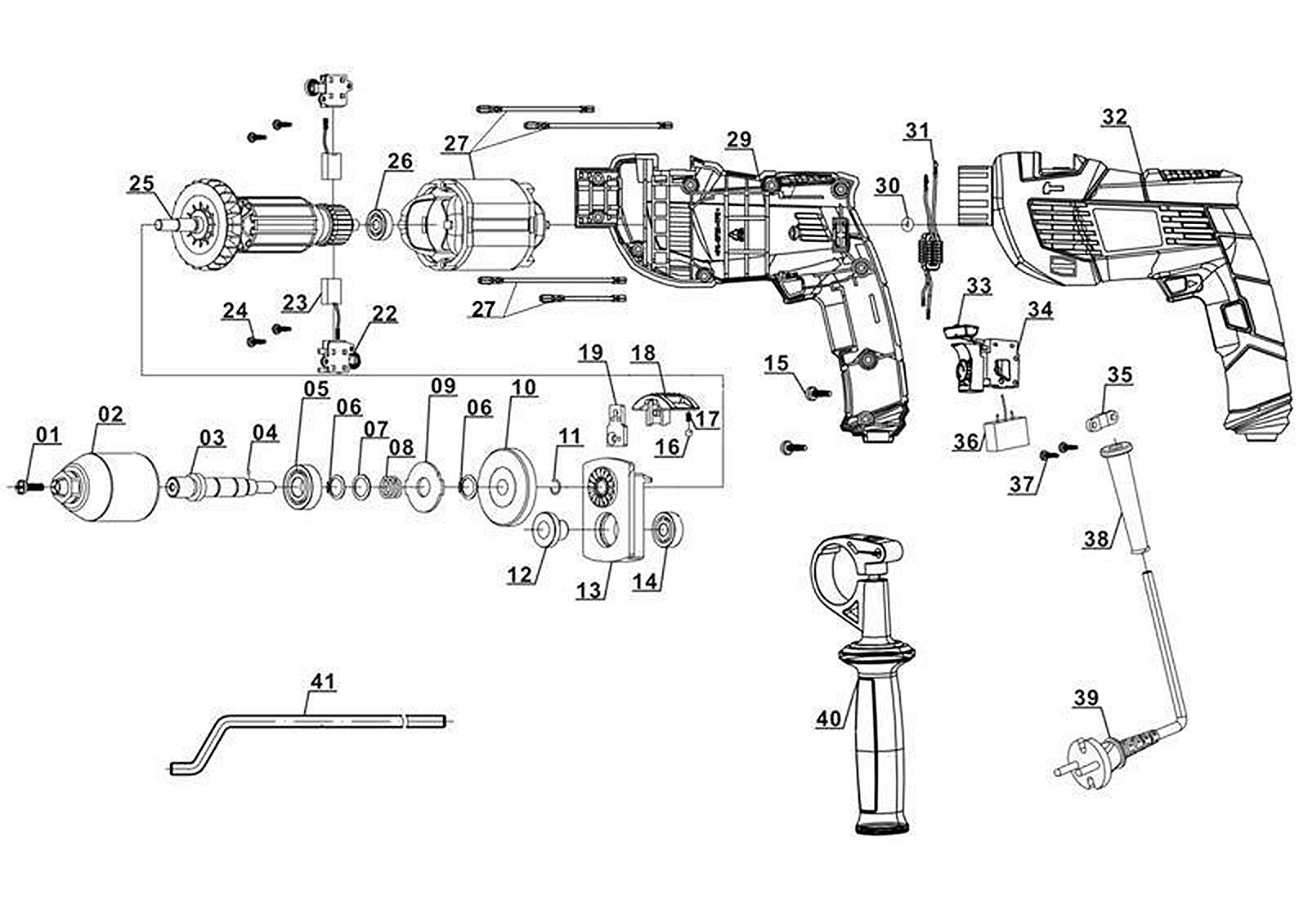 Запасные части и деталировка для дрели TC-ID 720 E 4259819 (Ident number 11025)