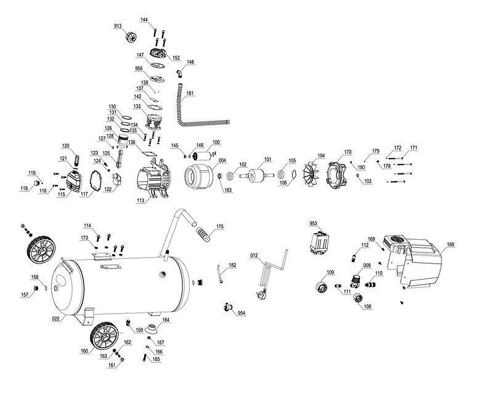 Запасные части и деталировка для компрессора TC-AC 190/50/8 4007332 (Ident number 21010)