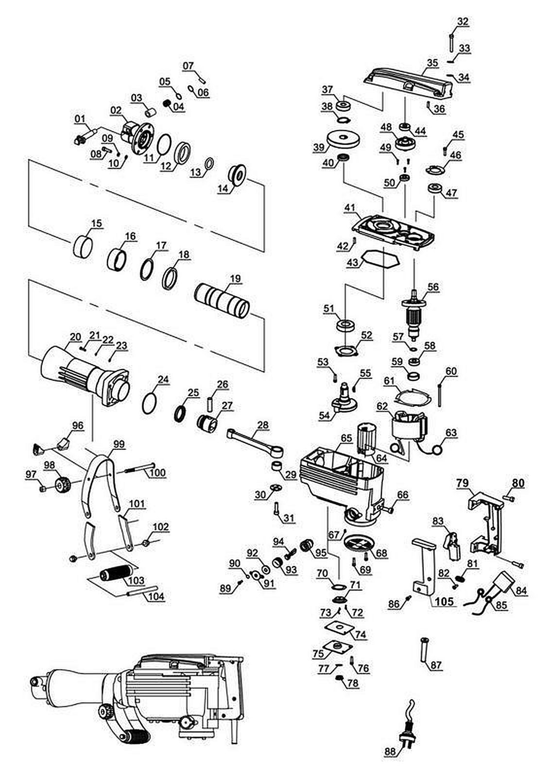 Запасные части и деталировка для отбойного молотка 4139087 (Ident number 11018)