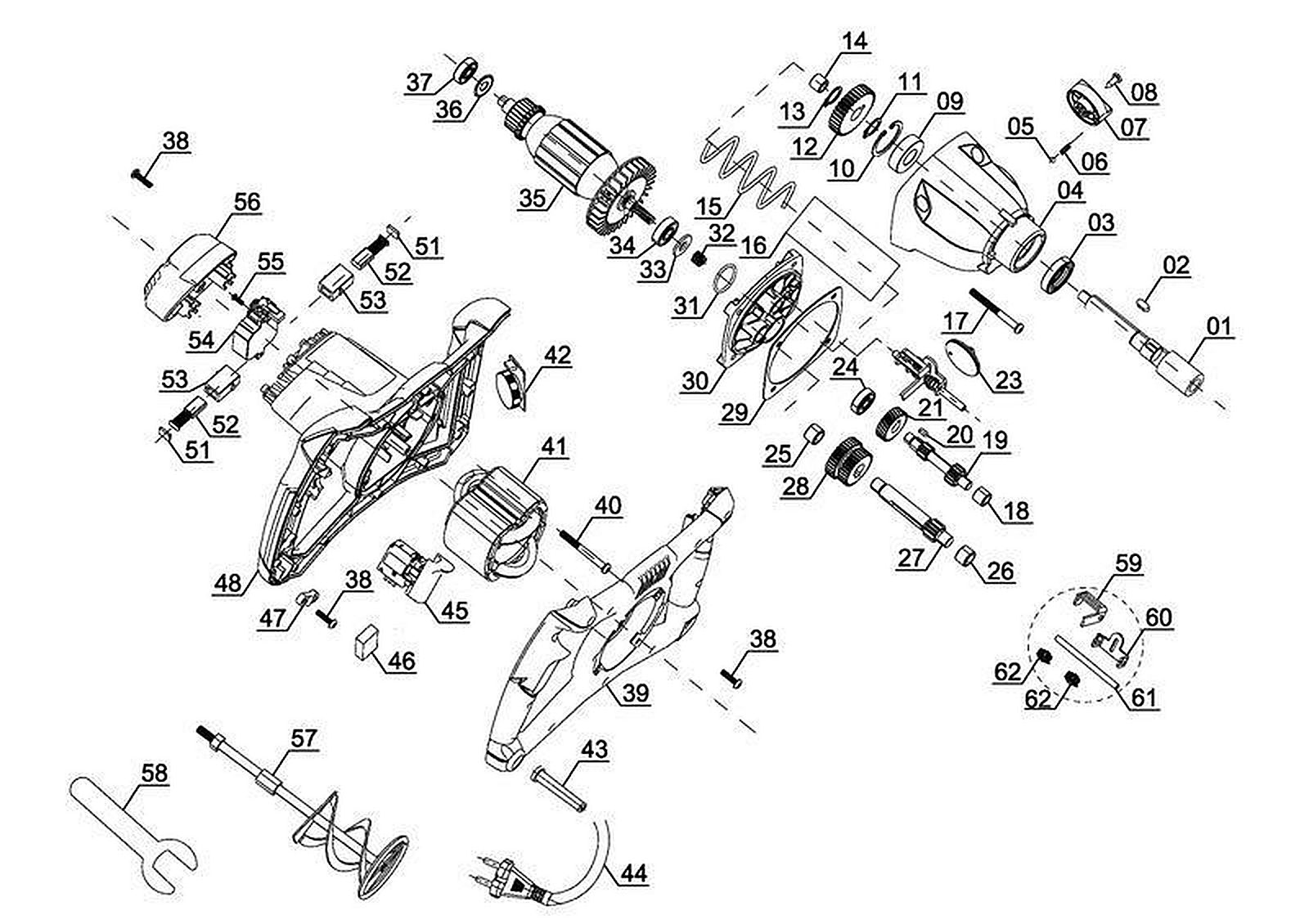 Запасные части и деталировка для миксера TC-MX 1400-2 E 4258550 (Ident number 21020)