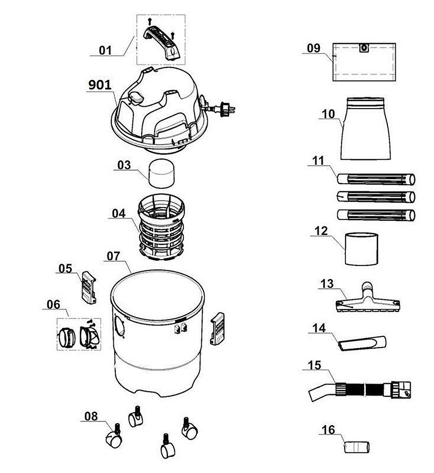 Запасные части и деталировка для пылесоса TC-VC 1815 2340290 (Ident number 21030)