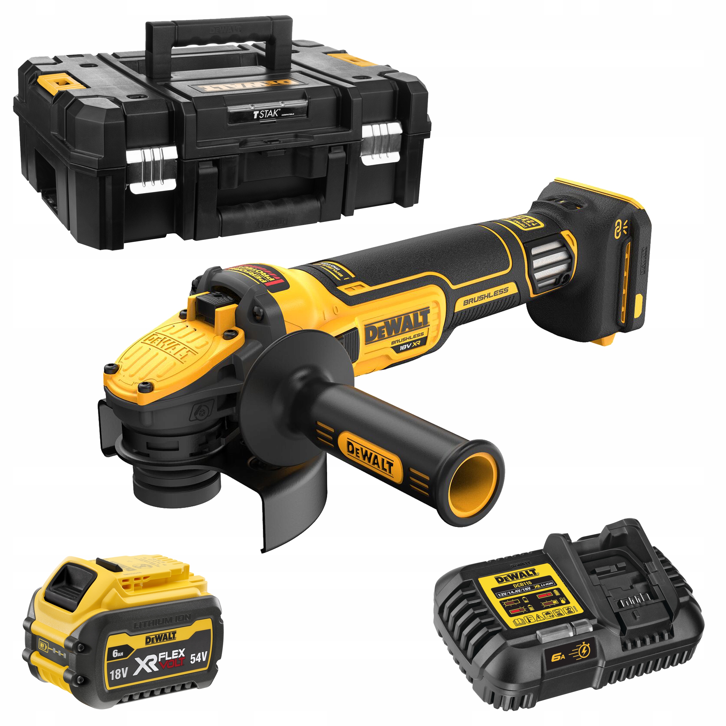 Купить Угловая шлифмашинка DCG409VST1-QW 125 мм, 18В XR 1x6 А/ч + кейс  TSTAK DEWALT - по цене 57 390 ₽ в Крыму с бесплатной доставкой по  Симферополю в интернет-магазине ALET.TOOLS - все